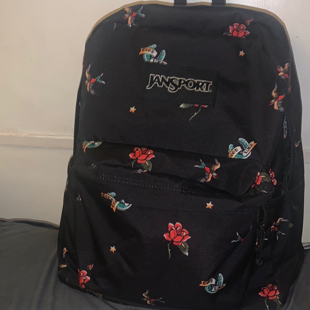 Jansport backpack black with roses